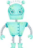Cyan Colored Robot